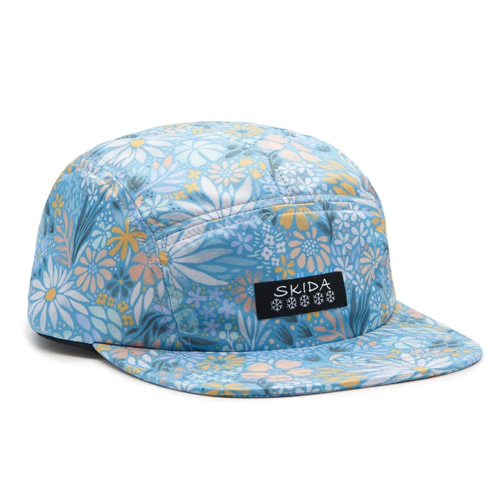 Skida Women's Floral Cap in Blue and Yellow